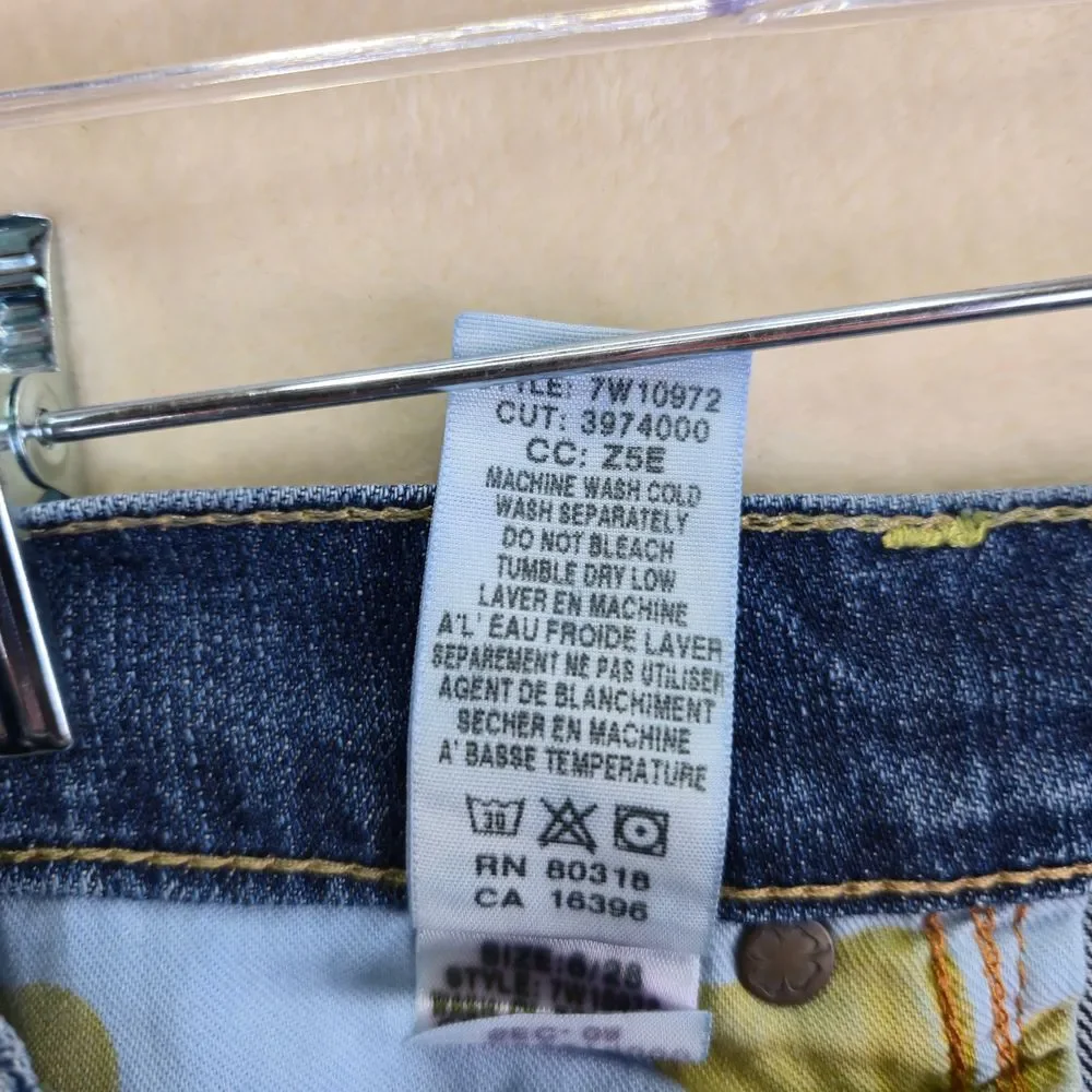 Lucky Brand Classic Rider Capri Jeans Size 6 Medium Wash Western Casual Bohemian
